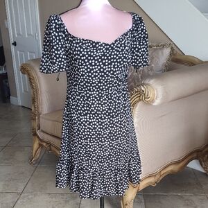 SHEIN Black and White Polka Dot Mini Dress